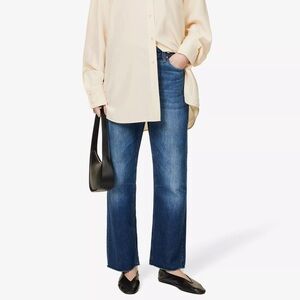 Me + Em Raw Hem Straight Leg Organic Cotton Jeans Size 28  Medium Blue